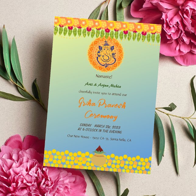 Hindu House Warming Griha Pravesh Chakra Ganesha Invitation (Creator Uploaded)