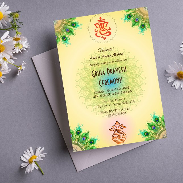 Hindu House Warming Griha Pravesh Intricate Design Invitation (Creator Uploaded)