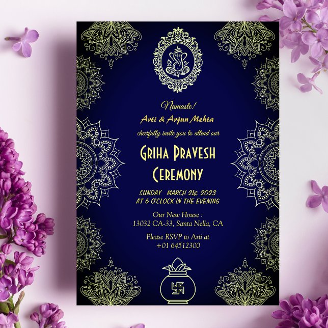 Hindu House Warming Griha Pravesh Intricate Design Invitation (Creator Uploaded)