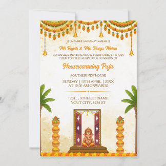 Hindu Housewarming Ceremony Invitation