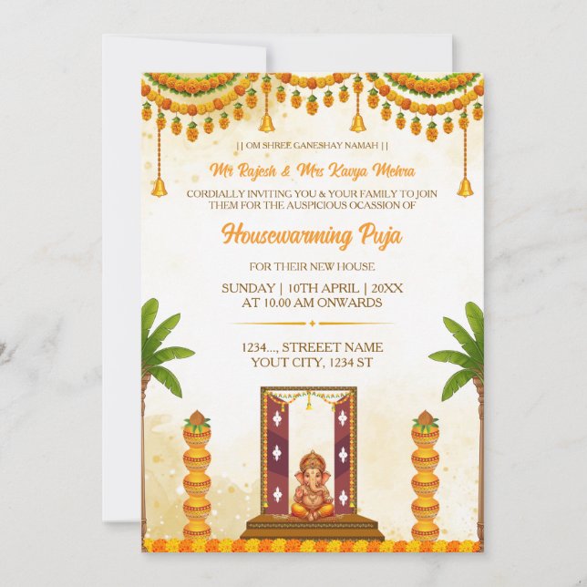 Hindu Housewarming Ceremony Invitation (Front)