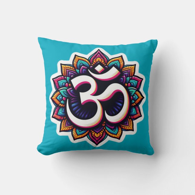 Hindu meditation symbol Om Throw Pillow (Front)