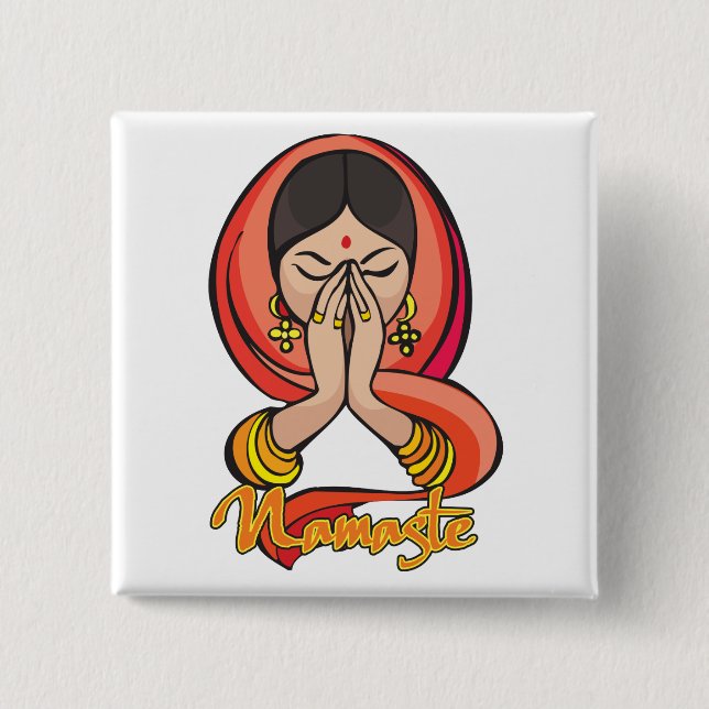 Hindu Namaste 15 Cm Square Badge (Front)