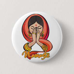 Hindu Namaste 6 Cm Round Badge