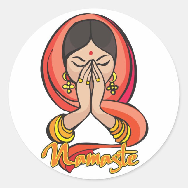Hindu Namaste Classic Round Sticker (Front)