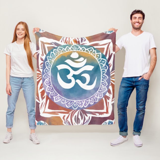 hindu ohm namaste yoga design fleece blanket (In Situ)