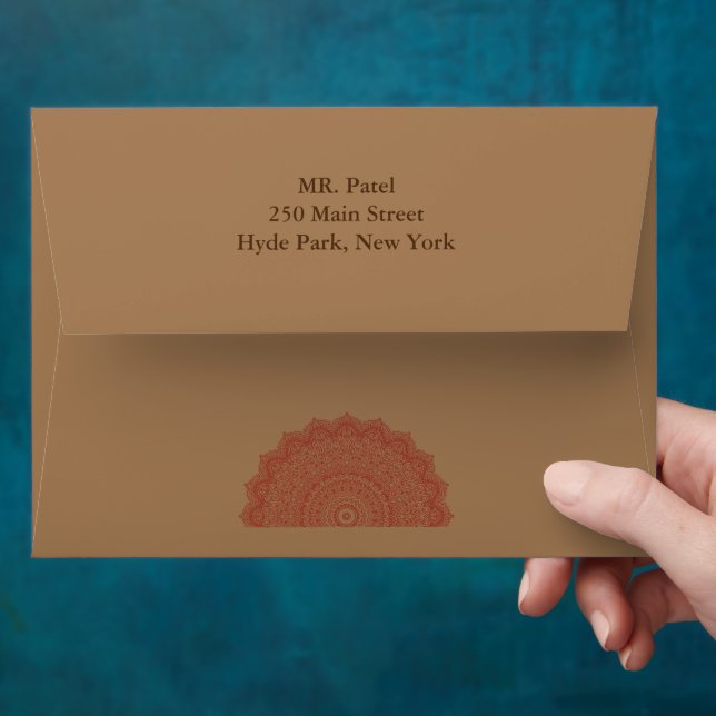 Hindu  Red, Gold Mandala wedding Envelope (Hand)