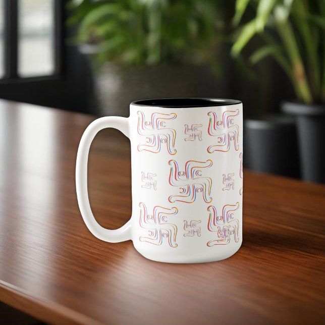 Hindu Sacred Symbol Swastika Two-Tone Coffee Mug (Creator Uploaded)