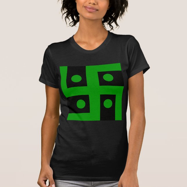 Hindu swastika (green on black background) T-Shirt (Front)