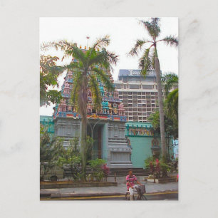 Hindu temple worship outside the Chattiar temple Postcard