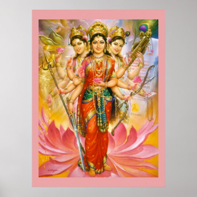 Hindu Three Goddesses Large Canvas Print (Front)