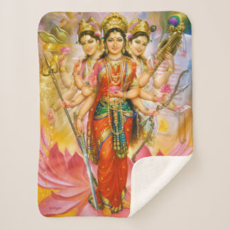 Hindu Three Goddesses Sherpa Blanket
