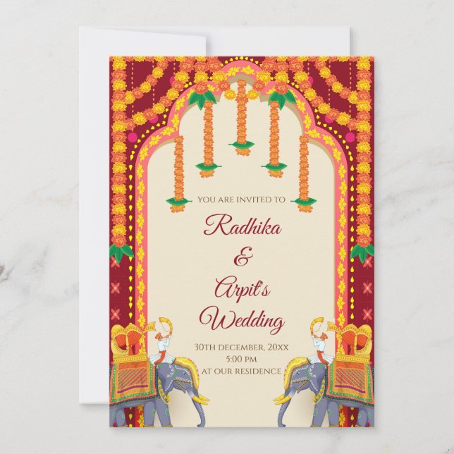 Hindu Wedding card & Indian Wedding invite (Front)