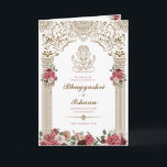 Hindu Wedding Ceremony (Gold Red Pink) Folded Programme<br><div class="desc">This wedding ceremony program details the important steps of a hindu wedding to explain this to guests who may be unfamiliar or to help them follow along with the sacred rituals of this wonderful day. All of the colours can be edited in the design tool, and the text can be...</div>