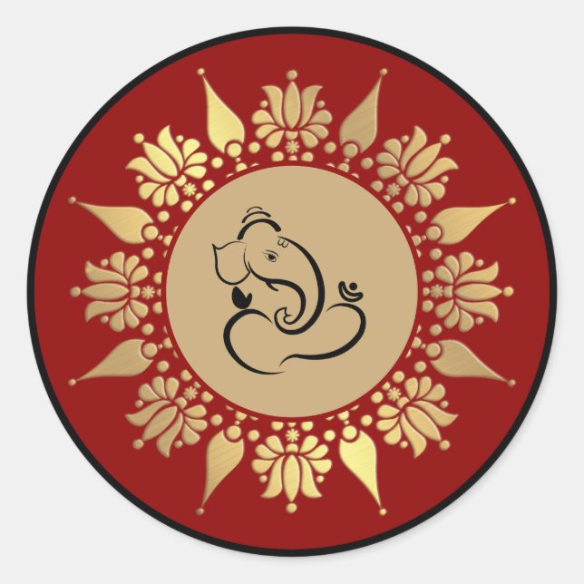 Hindu Wedding Ganesha  Classic Round Sticker (Front)