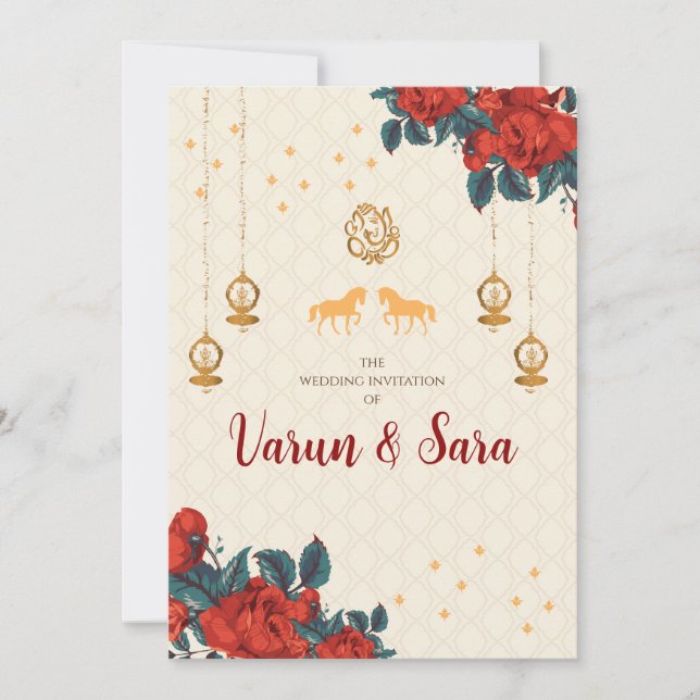 Hindu wedding invitation & Indian invitations (Front)