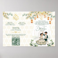 Hindu wedding rituals program green gold template