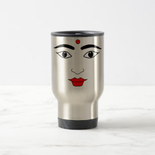 Hindu Woman Black White Red Bindi Mark Travel Mug