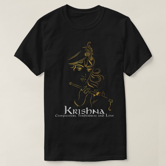 Hindus Hinduism Diwali Festival Gods Lord Krishna T-Shirt (Design Front)