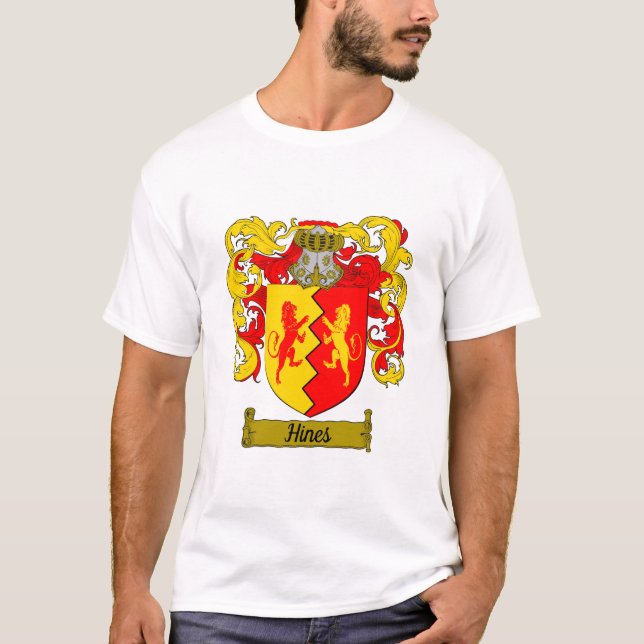 Hines Family Crest,Coat of Arms T-Shirt (Front)