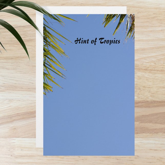 Hint of Tropical Palms Sky Blue Stationery (Creator Uploaded)
