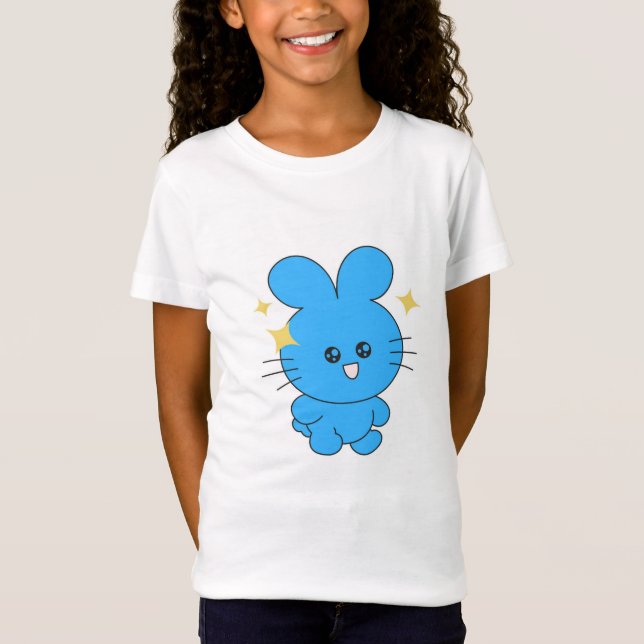 hiny Blue Bunny Cartoon T-Shirt (Front)