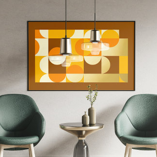 Hip Abstract Circles Wavy Gold Mosaic Art Pattern Foil Prints