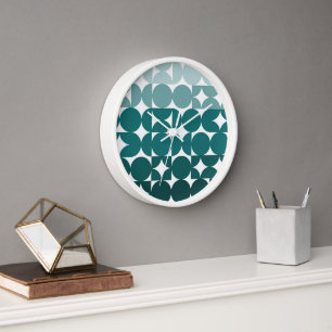 Hip Abstract Half Circles Fusion Art Pattern Clock