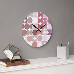 Hip Abstract Half Circles Fusion Art Pattern Large Clock