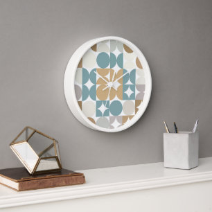 Hip Abstract Half Circles Industrial Fusion Art Clock