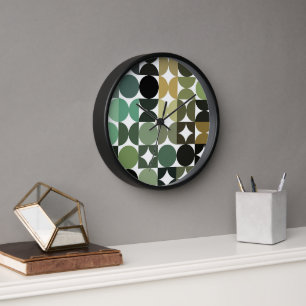Hip Abstract Half Circles Industrial Fusion Art Clock