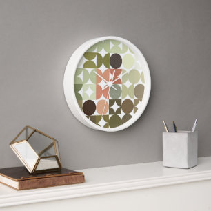 Hip Abstract Half Circles Industrial Fusion Art Clock