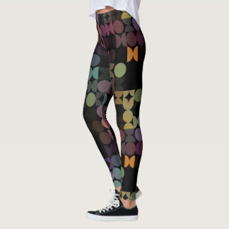 Hip Abstract Half Circles Industrial Fusion Art Leggings
