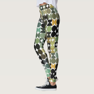 Hip Abstract Half Circles Industrial Fusion Art Leggings