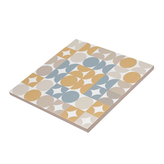 Hip Abstract Half Circles Industrial Fusion Art Tile (Side)