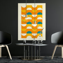 Hip Abstract Half Circles Wavy Mosaic Art Pattern