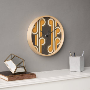 Hip Abstract Wave Curls Fusion Fine Art Pattern Clock