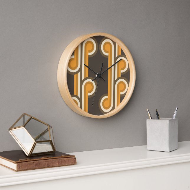 Hip Abstract Wave Curls Fusion Fine Art Pattern Clock (Office)