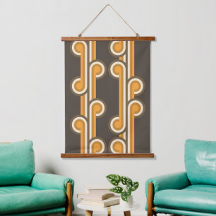 Hip Abstract Wave Curls Industrial Fusion Fine Art Hanging Tapestry