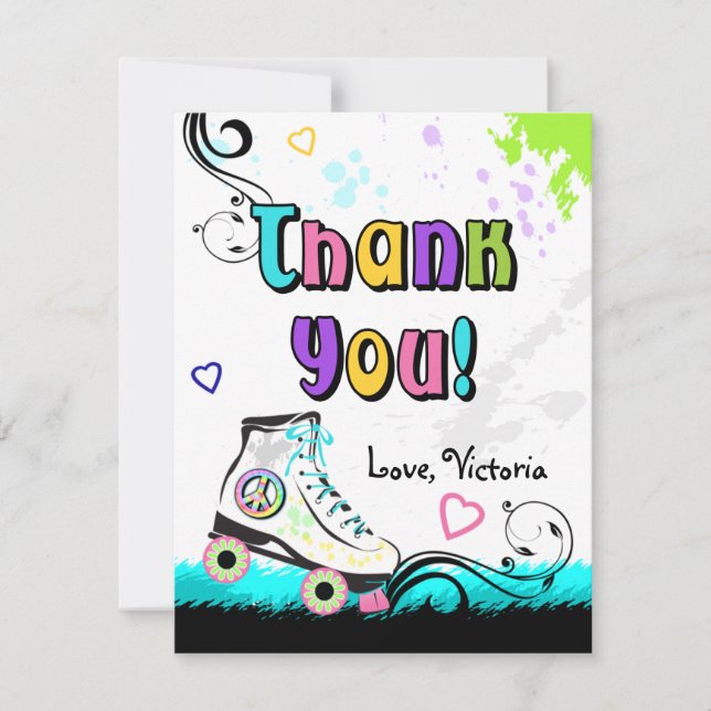 Hip and Colourful Roller Skate Note Card (Front)