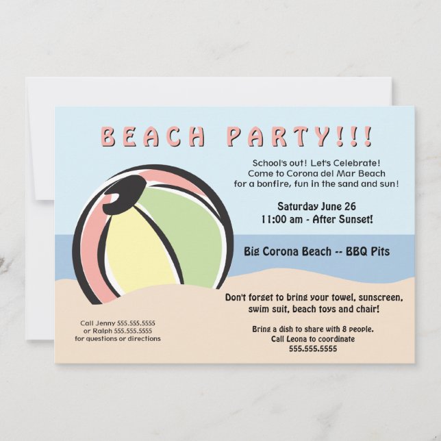 Hip and Fun Beach Ball Invitation (Front)