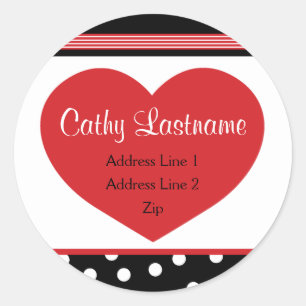 Hip and Retro Heart Address Label