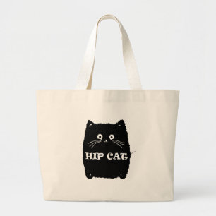 HIP BLACK CAT   CATS lover design  Large Tote Bag