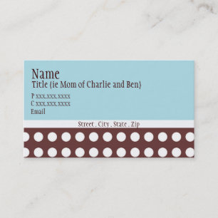 Hip Blue and Brown Dot "mummy card" Calling Card
