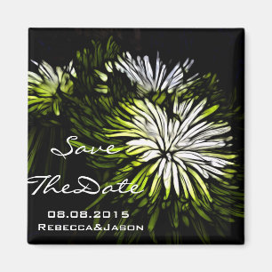 Hip bohemian green Chrysanthemum wedding Magnet
