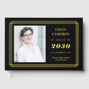 Hip Border Foil Photo Graduation Guest Book