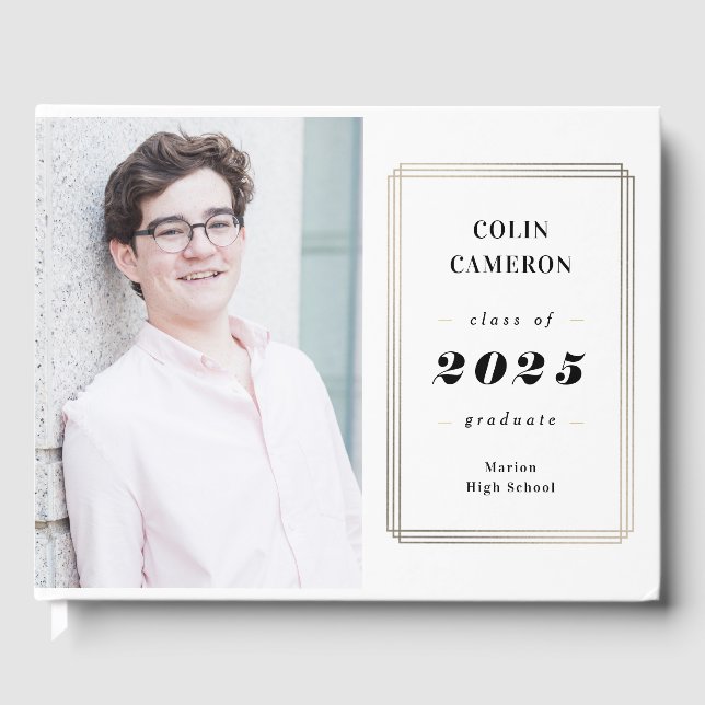 Hip Border Graduation Party Guest Book (Front)