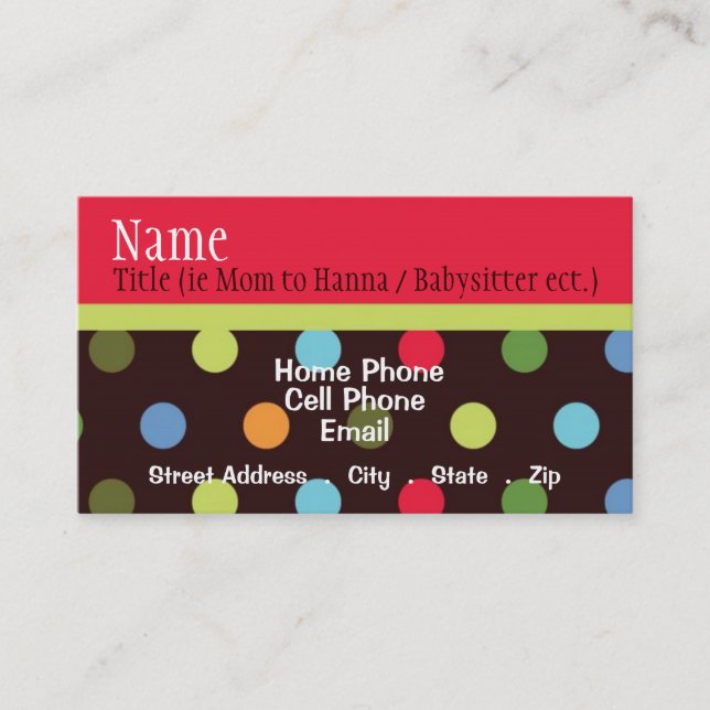 Hip Chick Business Card (Front)
