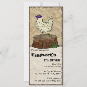Hip Chicken, 4"x9.25" invitation