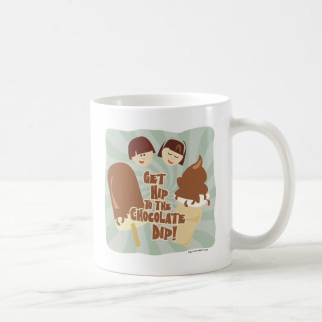Hip Chocolate Dip Vintage Ice Cream Cone Cartoon Coffee Mug (Right)